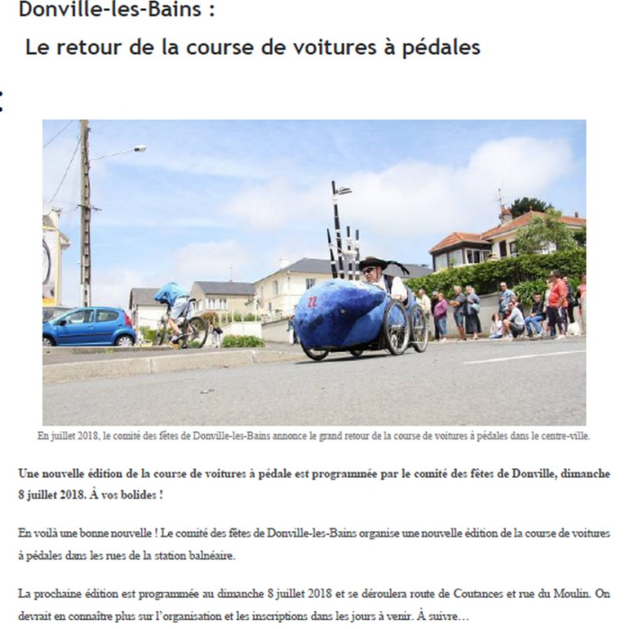 Article de presse course Donville les Bains 2018 - F.F.C.V.P.